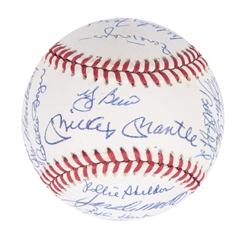 1961 World Champion New York Yankees Team Signed OAL Baseball with 32 Signatures Including Mickey Mantle, Whitey Ford and Yogi Berra (PSA/DNA 9.5 MINT+)